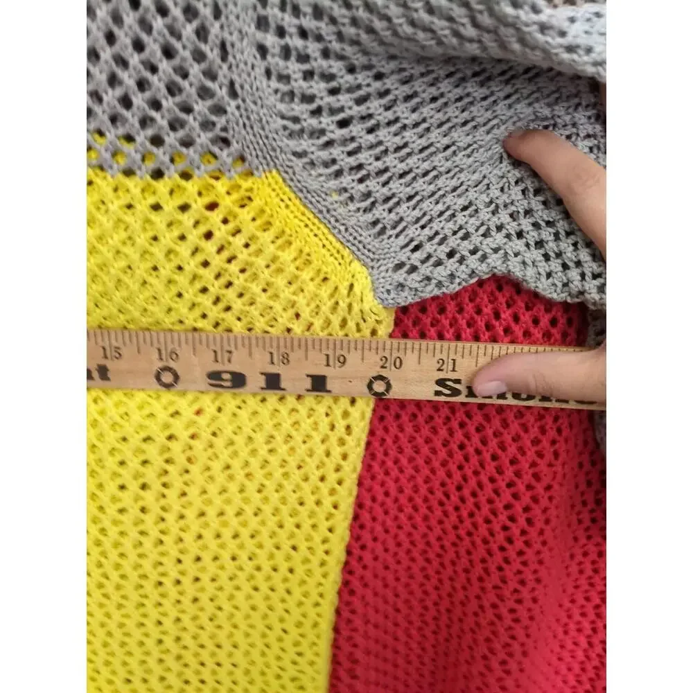 Open Knit Sweaters Womens‎ XL Set Of 2 Long Tunics Sheer Layer Casual Colorblock